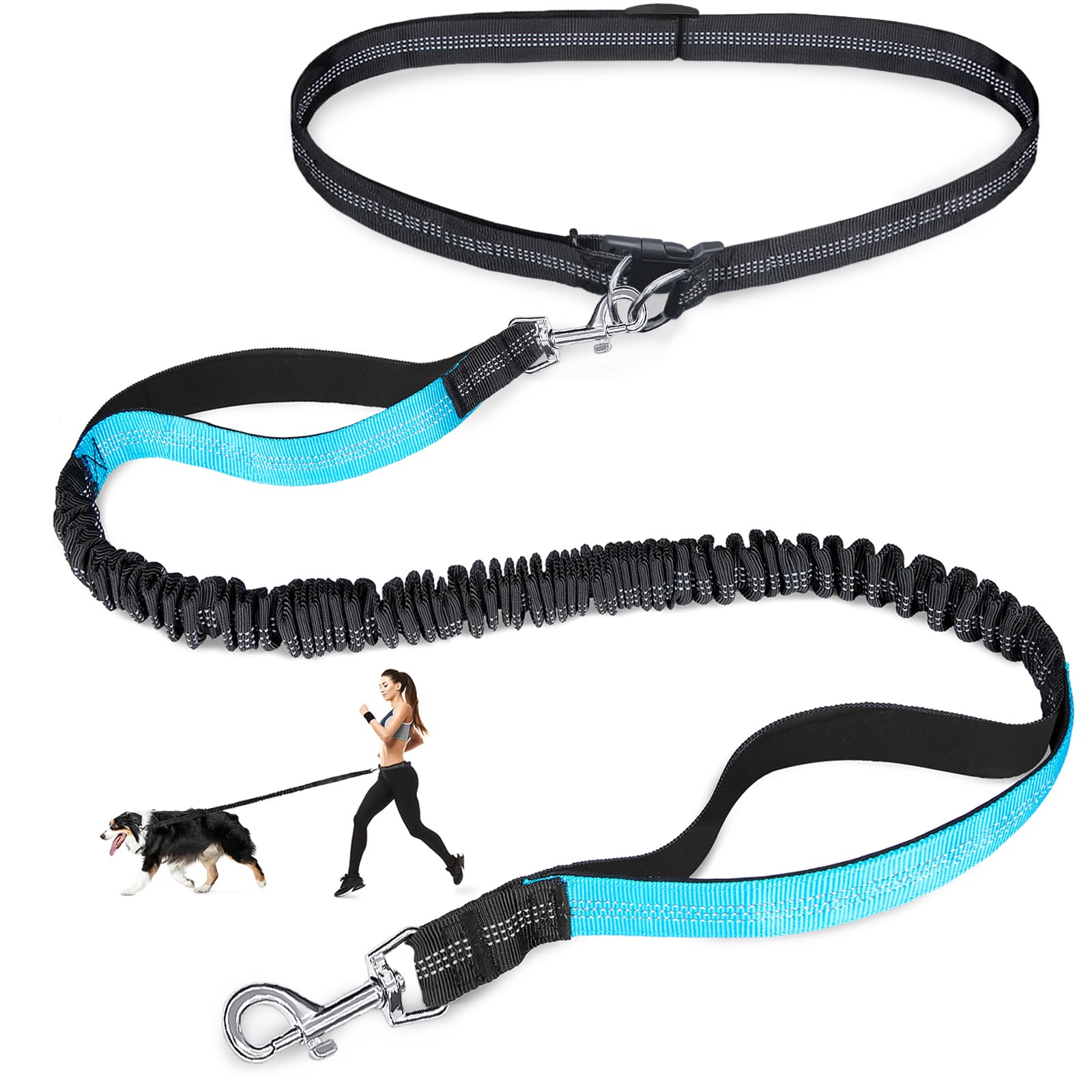 Running Gear Dog - Çift elastik yansıtıcı koşu tasması taşınabilir