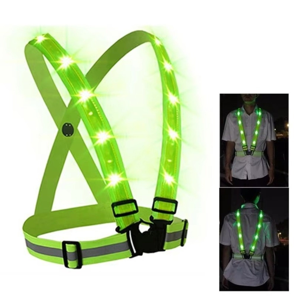 Running Gear Reflective - Yeni Polyester LED Güvenlik Yeleği Yeşil